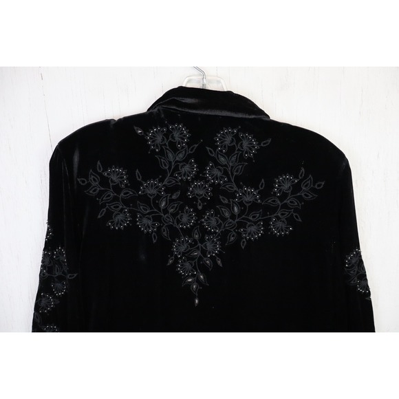 Johnny Was Jade Velvet Black Jacket Open Size M Rayon Silk L40820-7 Embroidered - Picture 6 of 12
